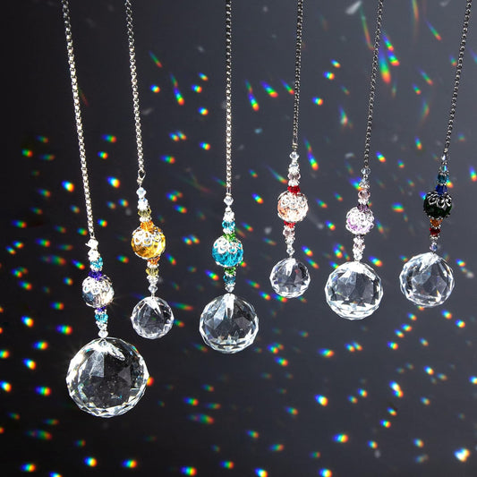 H&D HYALINE & DORA Hanging Crystal Suncatchers Clear Crystal Balls Prisms Chandelier Rainbow Maker Pendant Glass Suncatchers for Windows Ornaments Garden Home Wedding Party, Set of 6