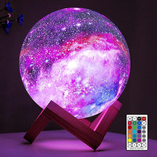 BRIGHTWORLD Moon Lamp Galaxy Lamp 5.9 inch 16 Colors LED 3D Moon Light, Remote & Touch Control Moon Night Light Gifts for Girls Boys Kids Women Birthday